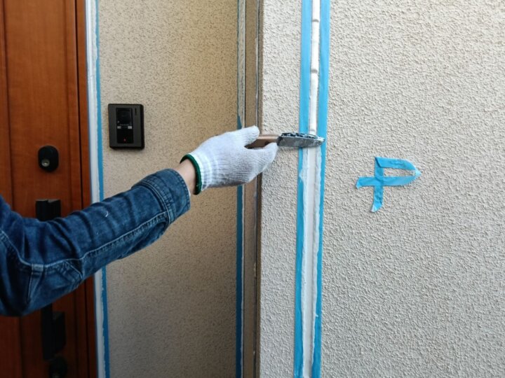 【へら均し】板間目地コーキング